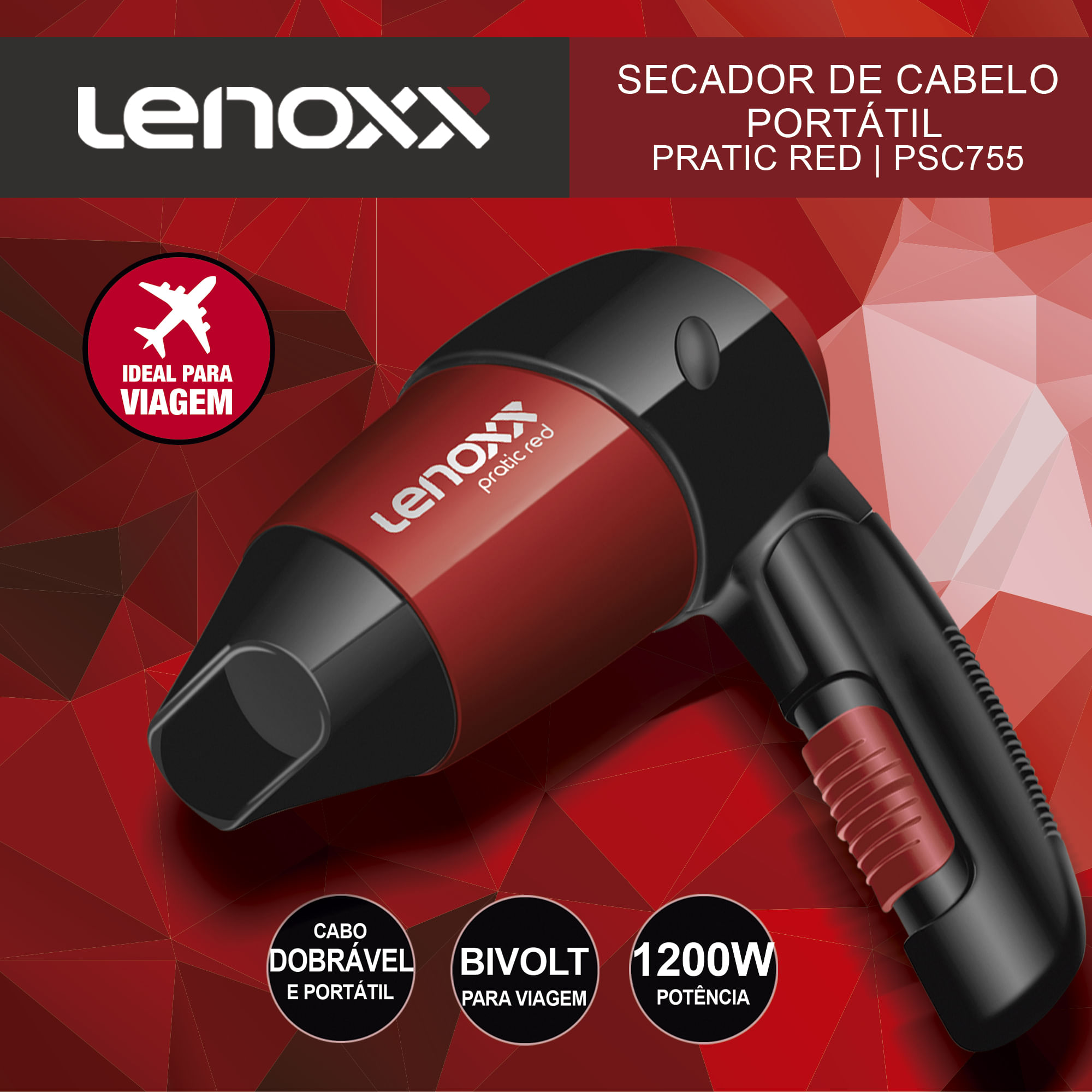 ペアコ様 ❶×2 Secador de Cabelos Lenoxx Pratic Red PSC755 Bivolt | GBarbosa