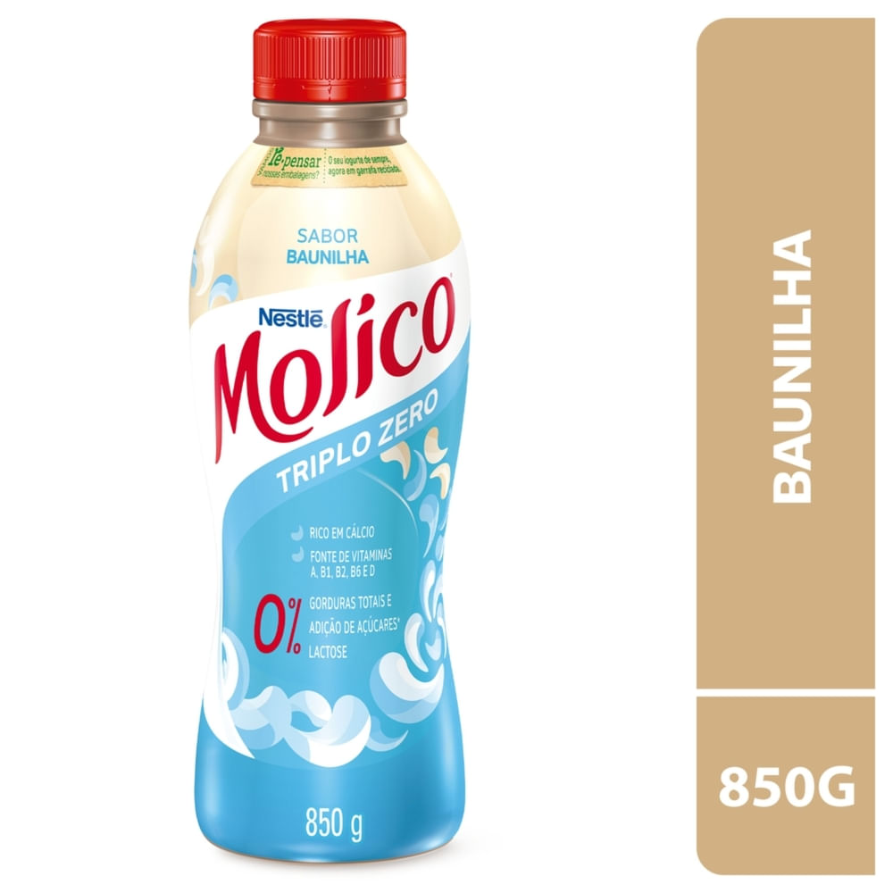 Iogurte Molico Desnatado Baunilha Zero Lactose Garrafa 850g | GBarbosa