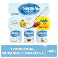 Iogurte Nestlé Grego Tradicional + Morango + Maracujá Light Bandeja 540g