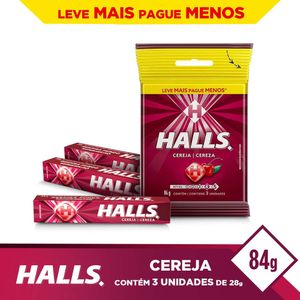 Bala Halls Cereja Pacote com 3 Unid