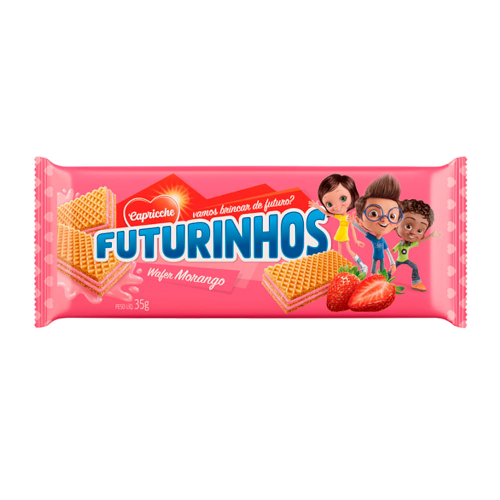 Biscoito Wafer Recheado Futurinhos Morango Pacote com 35g