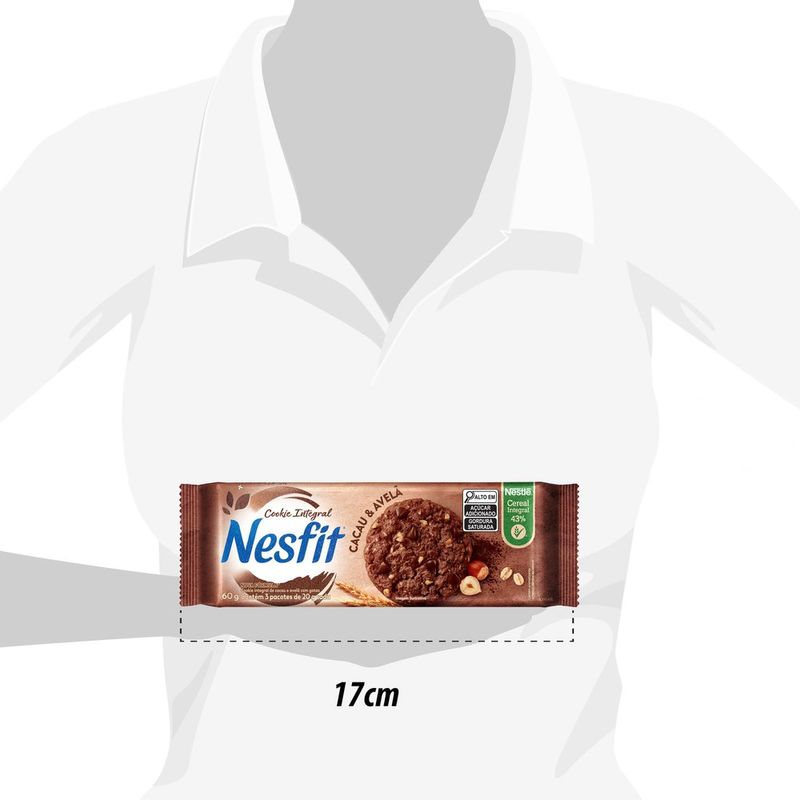 Biscoito Cookies Integral Nesfit Cacau/Avelã 60g, Biscoito