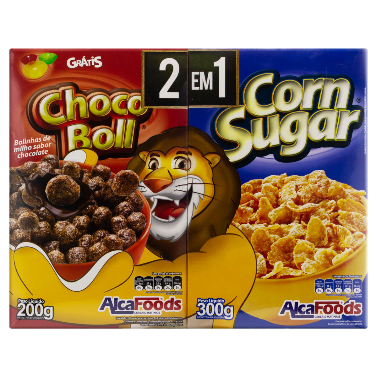 Kit Cereal Matinal Alca Foods Corn Suggar 300g + Choco Boll 200g