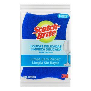 Esponja Multiuso Scotch-Brite Louças Delicadas Limpa s/ Riscar Azul