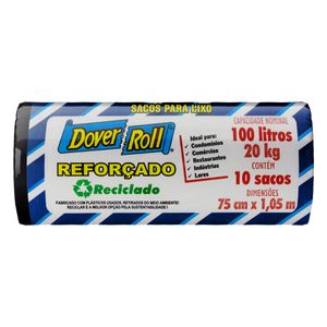 Saco p/ Lixo Dover Roll Reforçado Preto 100l c/ 10 Unid