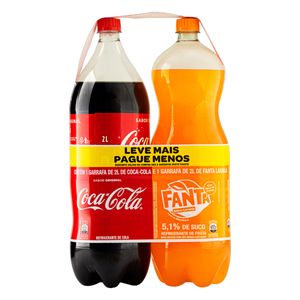 Kit Refrigerante Coca-Cola Pet 2l + Fanta Laranja Pet 2 Litros