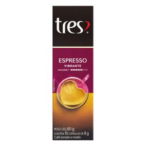 Café em Cápsula 3 Corações Expresso Vibrante Torrado e Moído Caixa 80g c/ 10 Unid