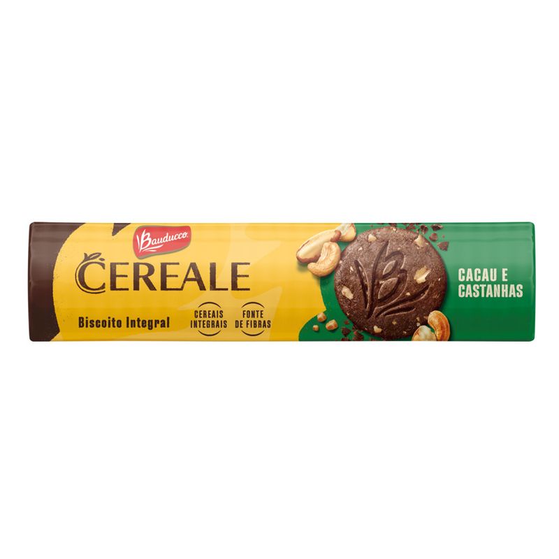 Biscoito Integral Bauducco Cereale Cacau e Castanha 170g, Biscoito