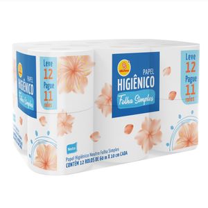 Papel Higiênico GBarbosa Folha Simples 60m Leve 16 Pague 15