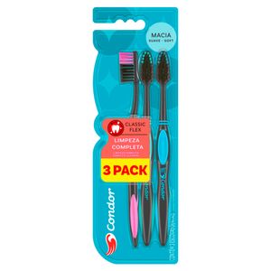 Escova Dental Condor Classic Flex Macia c/ 3 Unid