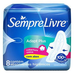 Absorvente Sempre Livre Cobertura Suave c/ Abas Adapt Plus c/ 8 Unid