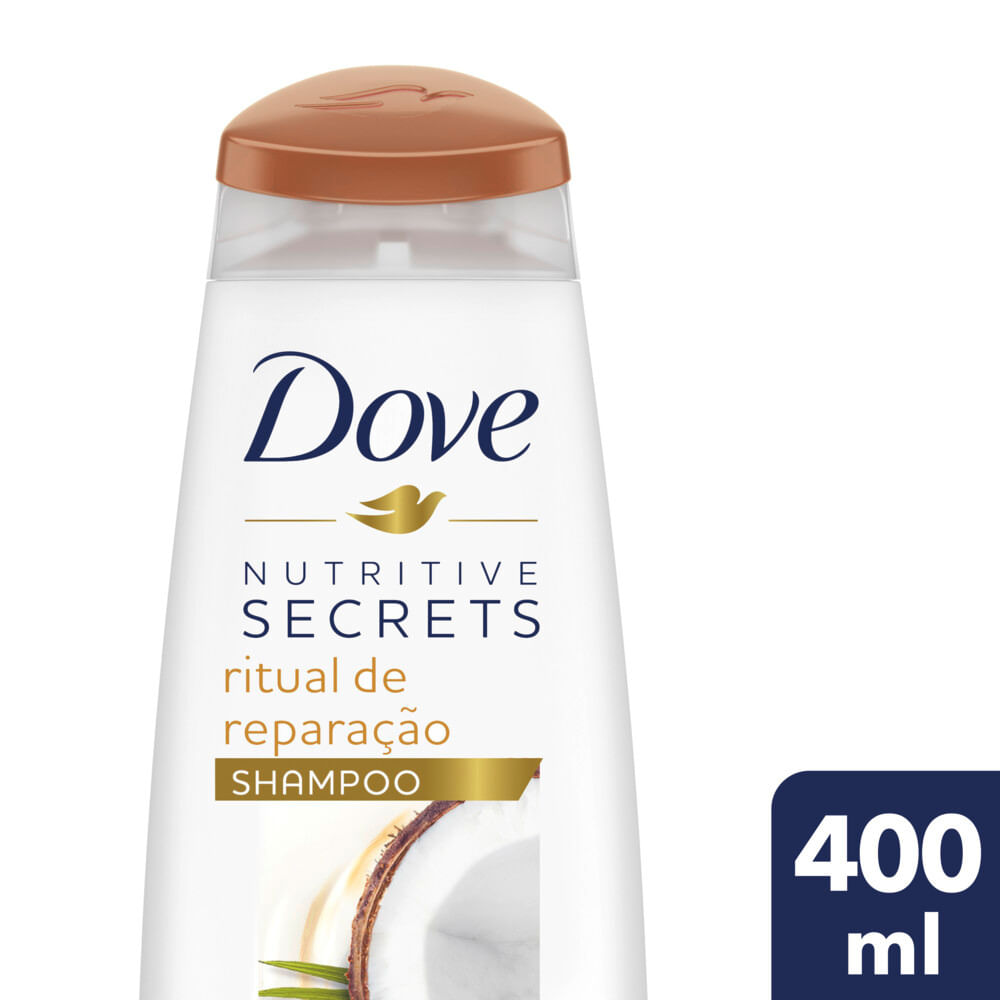 Shampoo Dove Nutritive Secrets Óleo de Coco e Cúrcuma Ritual de Reparação  Frasco 400ml, Shampoo