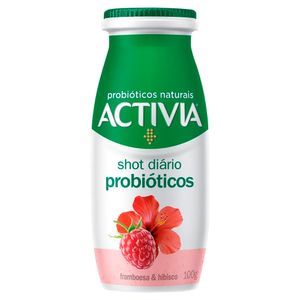 Leite Fermentado Probióticos Activia Shot Diário Framboesa e HibiscoZero Lactose Frasco 100g