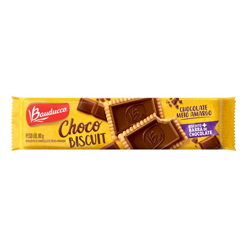 JPavani Macaé Matriz  Biscoito Bauducco Choco Biscuit Chocolate Meio  Amargo 80g