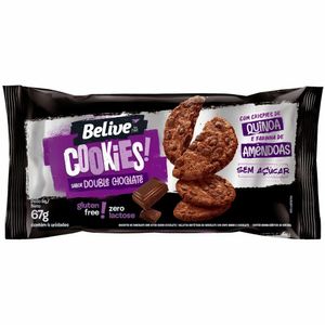 Cookie Belive Zero Açúcar sem Glúten sem Lactose Double Chocolate 67g