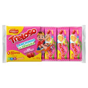 Biscoito Vitarella Treloso Lanchinho da Semana Morango 222g c/ 6 Unid de 37g Cada