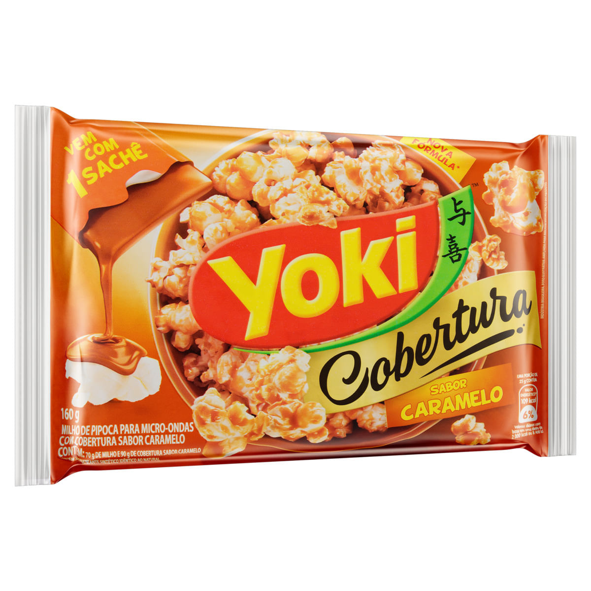 Pipoca para Micro-Ondas Yoki Cobertura de Caramelo 160g | GBarbosa