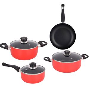 Conjunto de Panelas Krea Antiaderente Vermelha 4 Peças