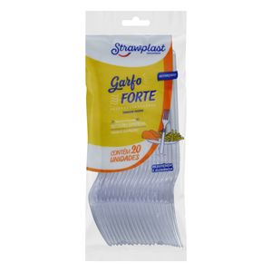Garfo Descartável Forte Cristal Strawplast Pacote c/ 20 Unid10 Unid