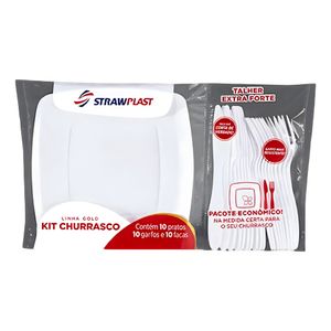 Kit Churrasco Descartável Strawp Branco com 30 Peças