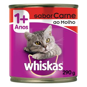 Alimento para Gatos Adultos Whiskas Carne ao Molho Lata 290g