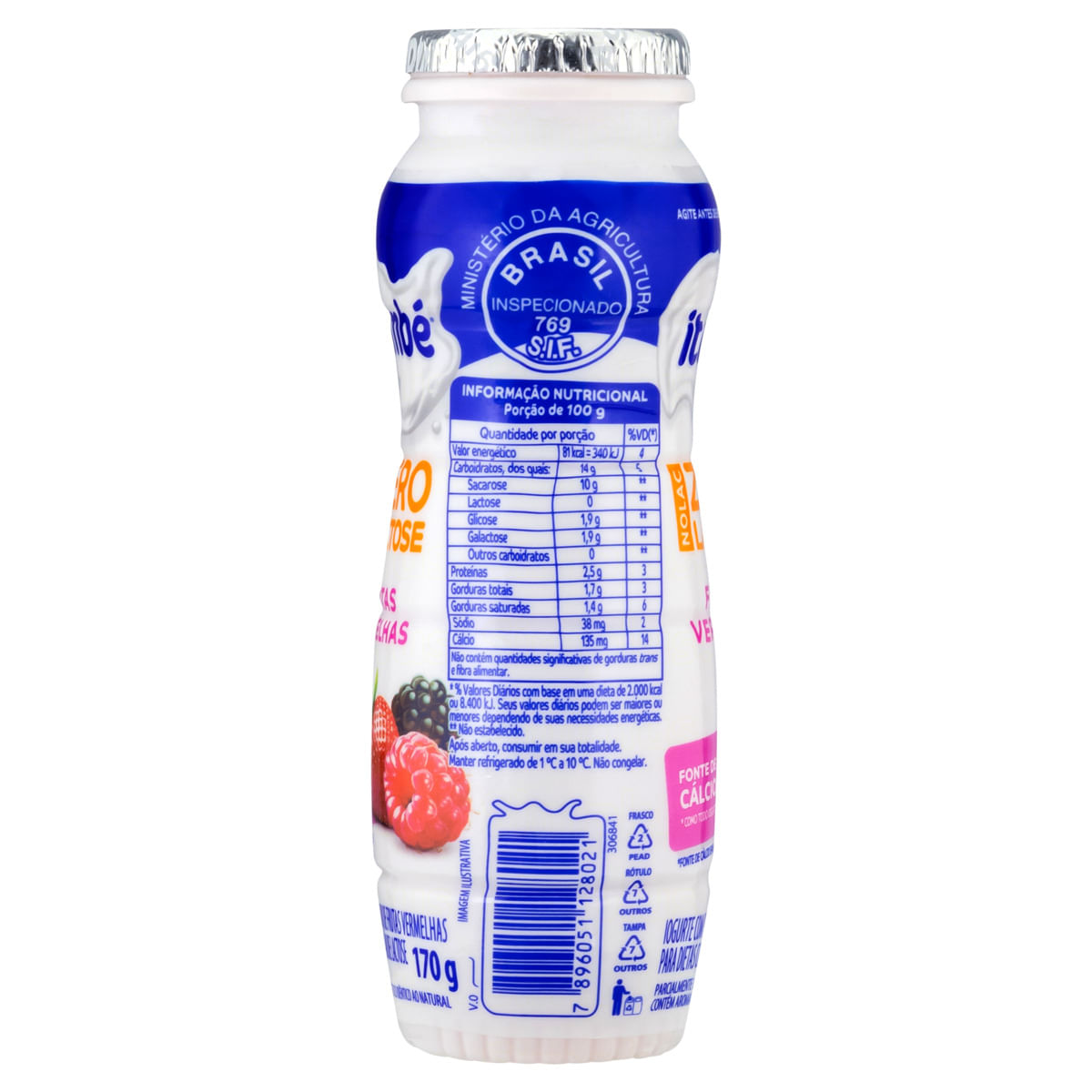 Iogurte Líquido Itambé Nolac Zero Lactose Frutas Vermelhas 170g | GBarbosa