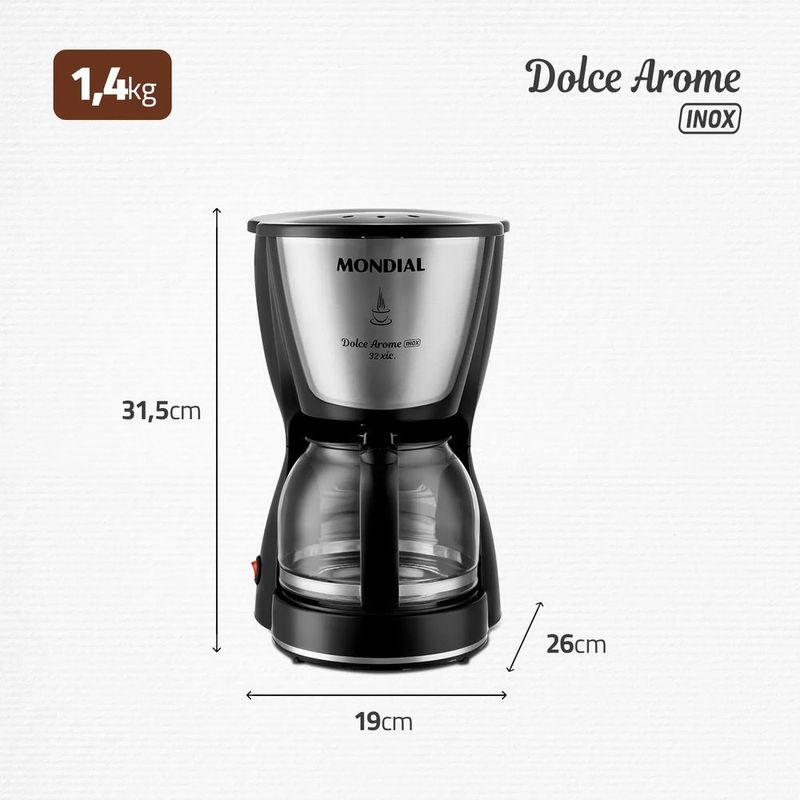 Cafeteira Elétrica Mondial Dolce Arome C-32 32 Xícaras Preta 127V