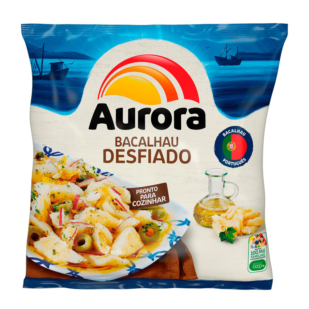 BACALHAU AURORA DESFIADO DESSALGADO CONGELADO 500G