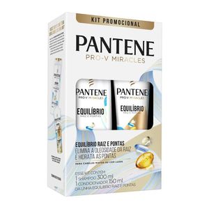 Kit Shampoo 300ml + Condicionador 150ml Pantene Equilíbrio Raiz e Pontas