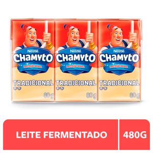 Leite Fermentado Desnatado Chamyto Tradicional Caixa 80g c/ 6 Unid