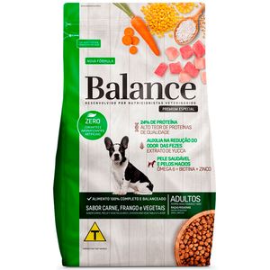 Alimento p/ Cães Balance Adultos Raças Pequenas Carne, Frango e Vegetais Pouch 900g