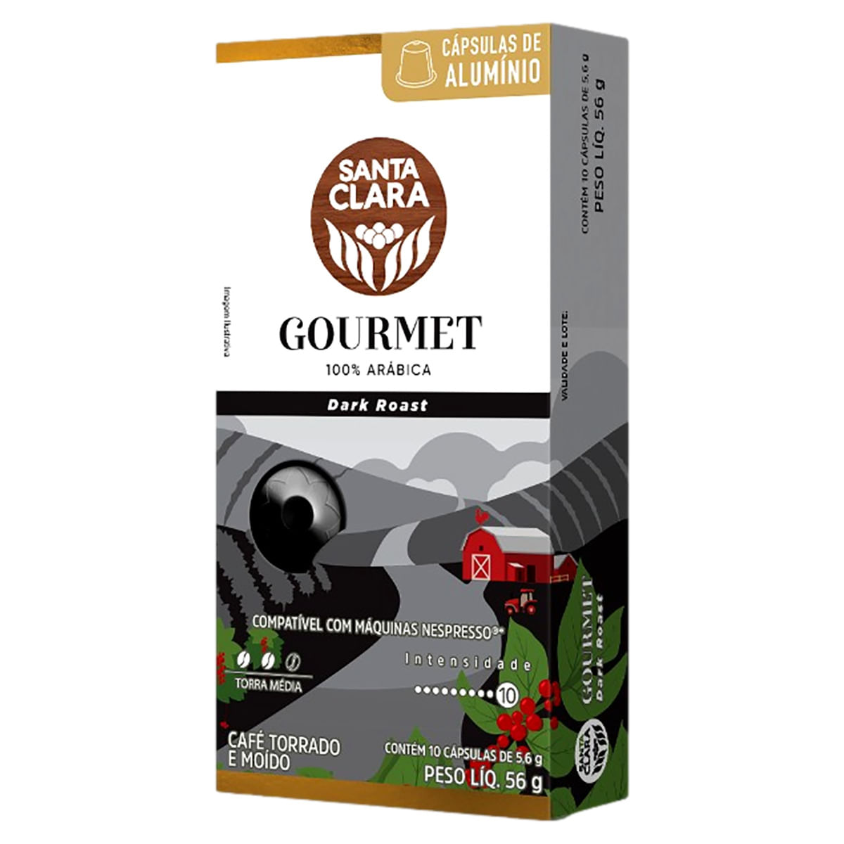 Café em Cápsula de Alumínio Santa Clara Dark Roast Contém 10 Unidades Caixa 56g