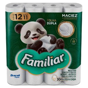 Papel Higiênico Familiar Folha Dupla 30m c/ 12 Unid