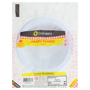 Prato Descartável Copobras Fundo Branco 15cm com 10 Unid
