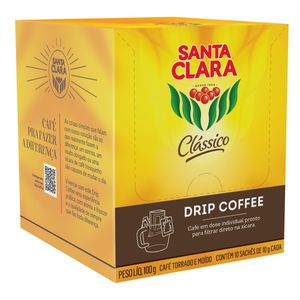 Café Solúvel Santa Clara Torrado e Moído Drip Coffee Sachê Clássico 10g c/ 10
