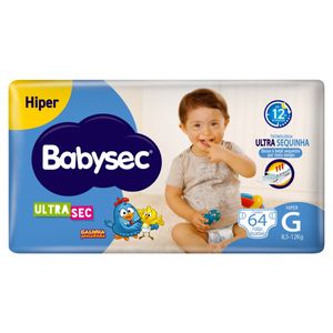 Fralda Descartável Babysec Ultra Sec G c/ 64 Unid