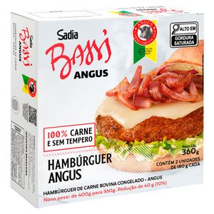 Hambúrguer Bovino Sadia Bassi Angus Caixa 360g c/ 2 Unid