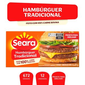 Hambúrguer Bovino Seara Congelado 672g