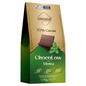 Chocolate Chocolow Lowçucar 70% Cacau Zero Lactose Menta Caixa 70g com 7Unid