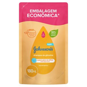 Shampoo Johnsons Baby de Glicerina Sachê Suave 180ml Embalagem Econômica