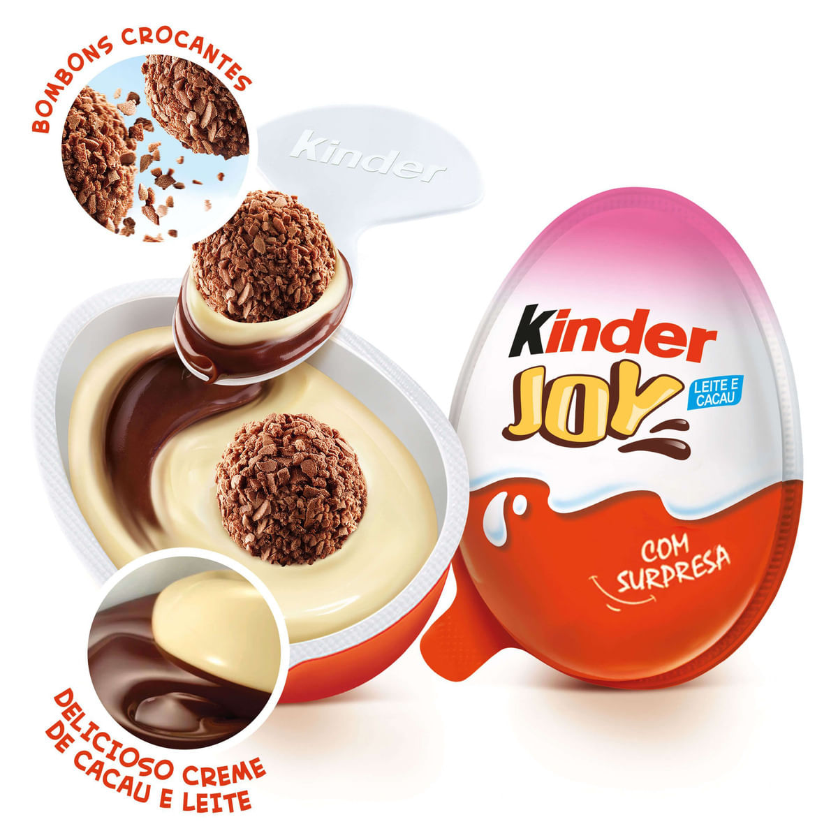 Encontraproduto.com.br - Chocolate Kinder Ovo com Recheio ao Leite Cor Rosa Contém 2 Unidades Caixa 40g