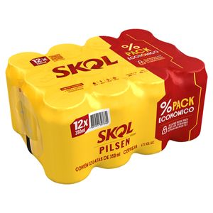 Cerveja Skol Pilsen Lata 350ml com 12 Unidades