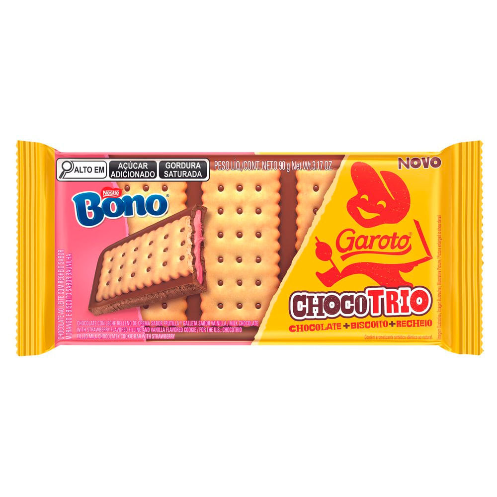 Chocolate Garoto Chocotrio Bono Morango 90g