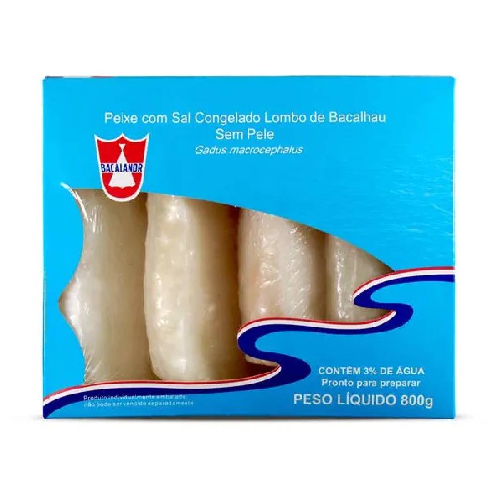 Lombo de Bacalhau Saithe Bacalanor sem Pele Congelado 800g