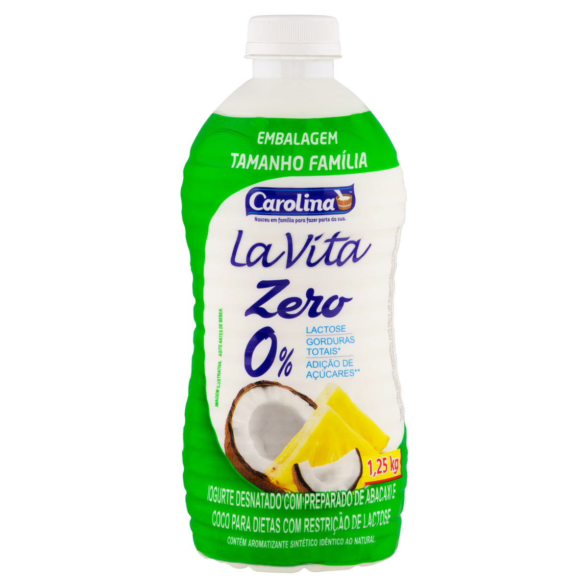Iogurte Líquido Carolina La Vita Zero Abacaxi e Coco 1,25Kg