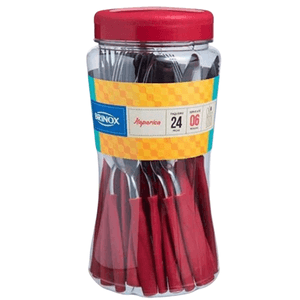 Faqueiro Brinox Itaparica Aço Inox Vermelho 24 Peças