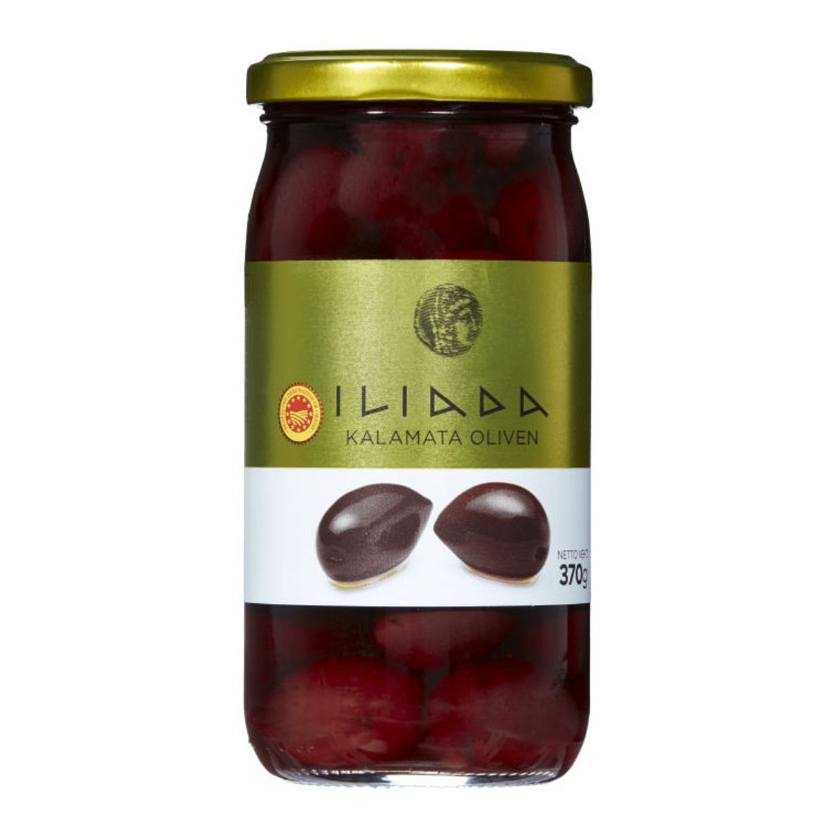 Azeitona Iliada Grega Kalamata Extra Jumbo Vidro 370g