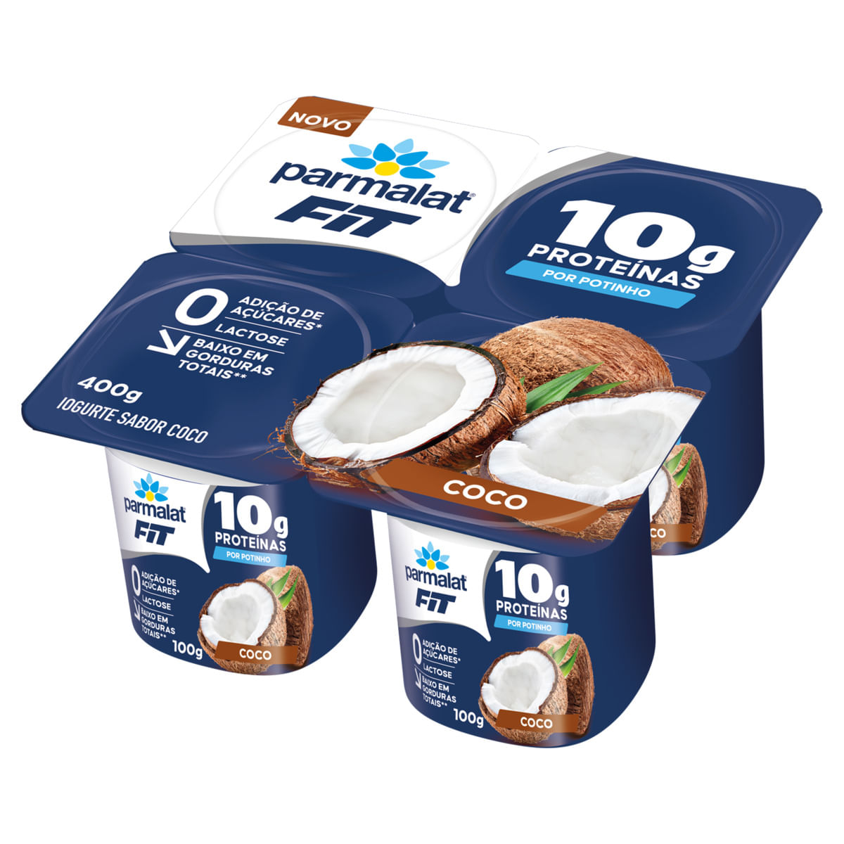 Iogurte Polpa Coco Sem Lactose Parmalat Fit 400g com 4 Unidades