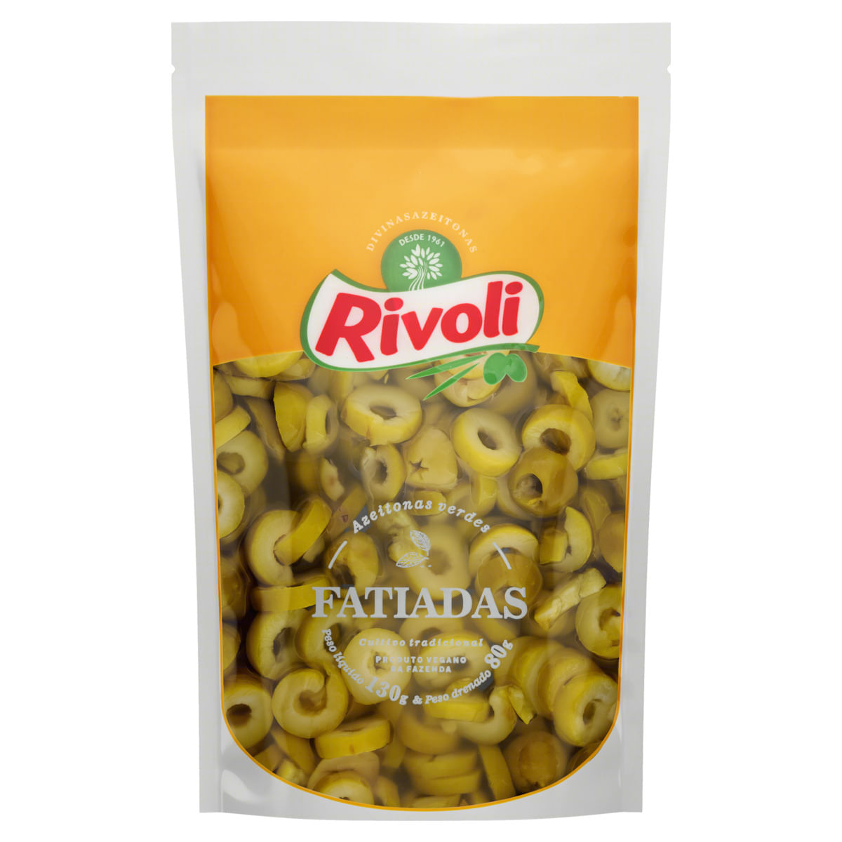 Azeitona Verde Rivoli em Conserva Fatiada Sachê 80g